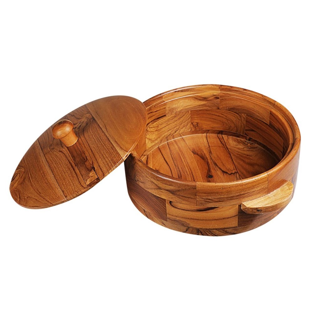 Khushi Kreations Natural brown Wooden Chapati Box, For Home, Capacity: 9 Inch Dia