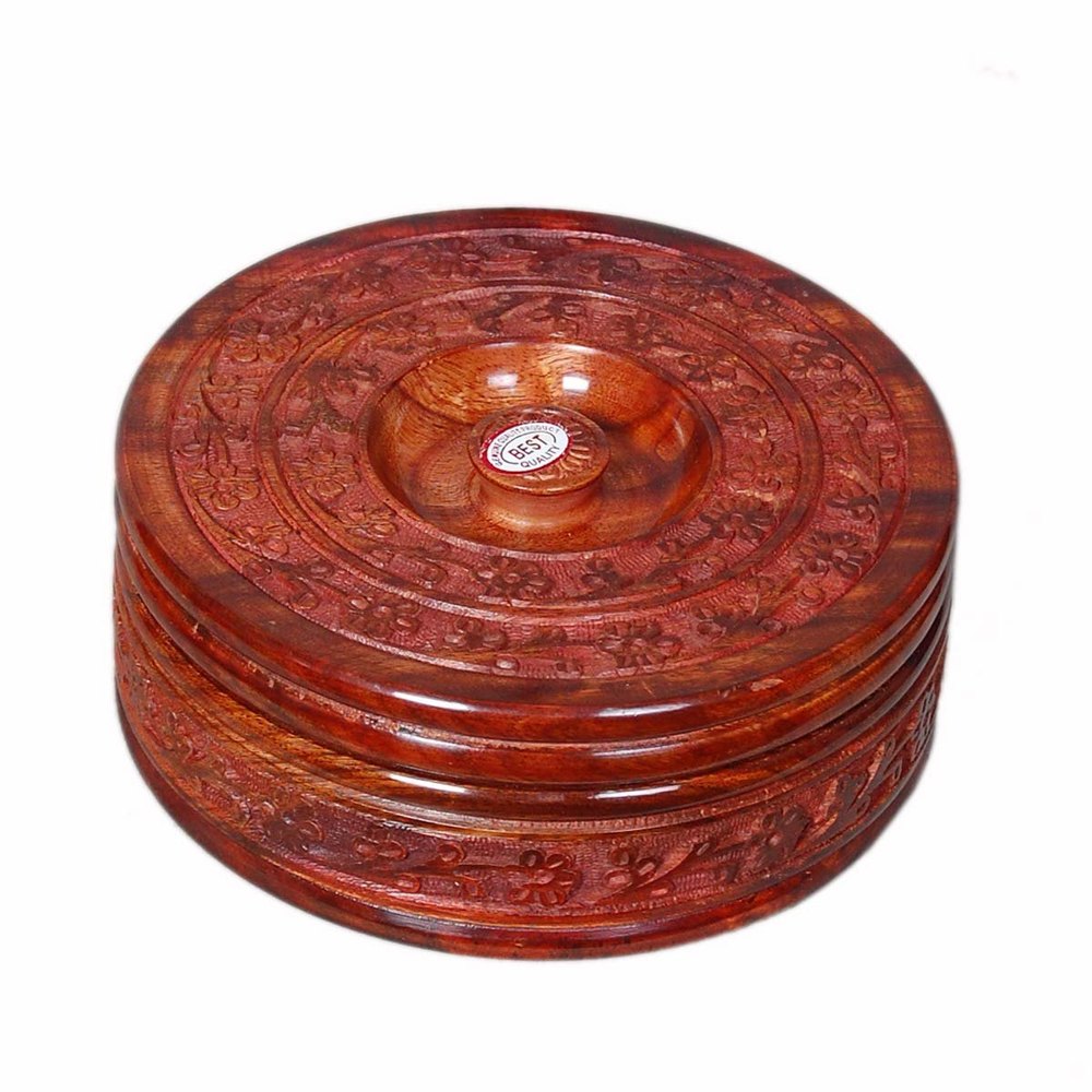 Handicrafts Goods Brown Wooden Casserole Chapati Box, For Home, Capacity: 1200ml