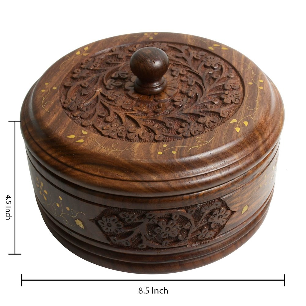 ARIJA INDIA Brown Wooden Casserole Chapati Box, For Home, Capacity: 5 Kg