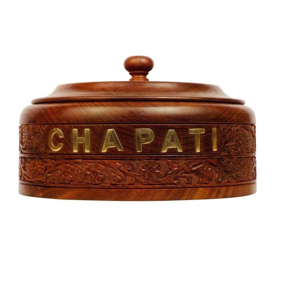 Brown Rood inner Steel Wooden Casserole Chapati Box, For Home, Capacity: 900 Gram