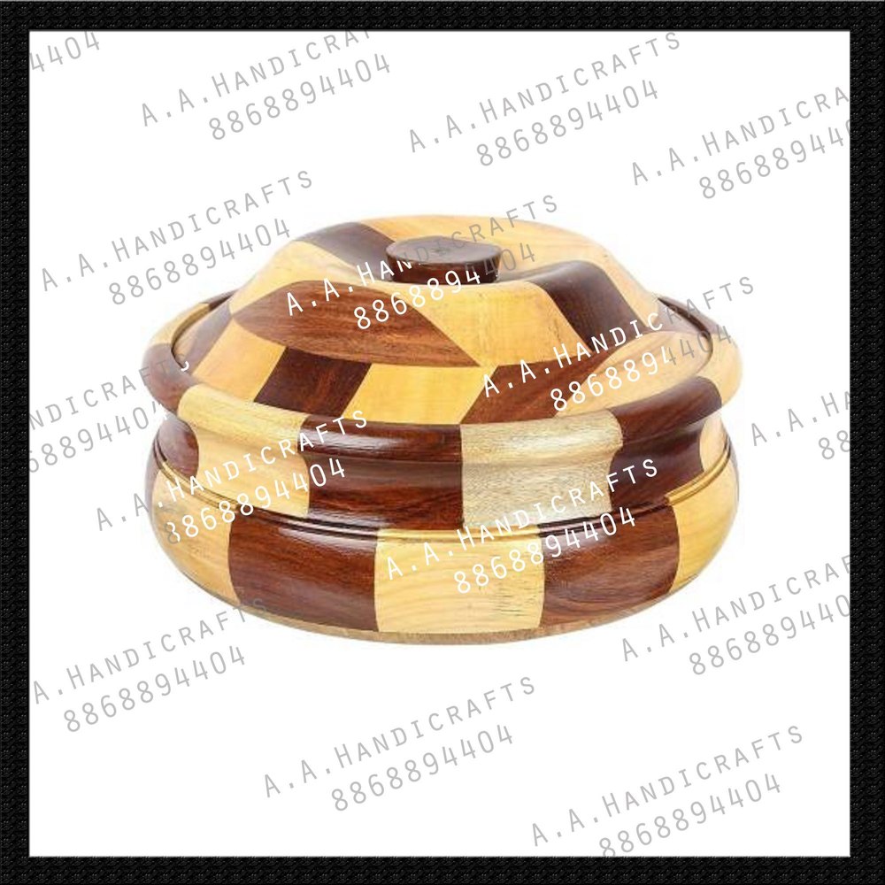 Dark Brown, Black And Yellow Handcrafted Wooden Chapati Box, For kitchen, Polybag