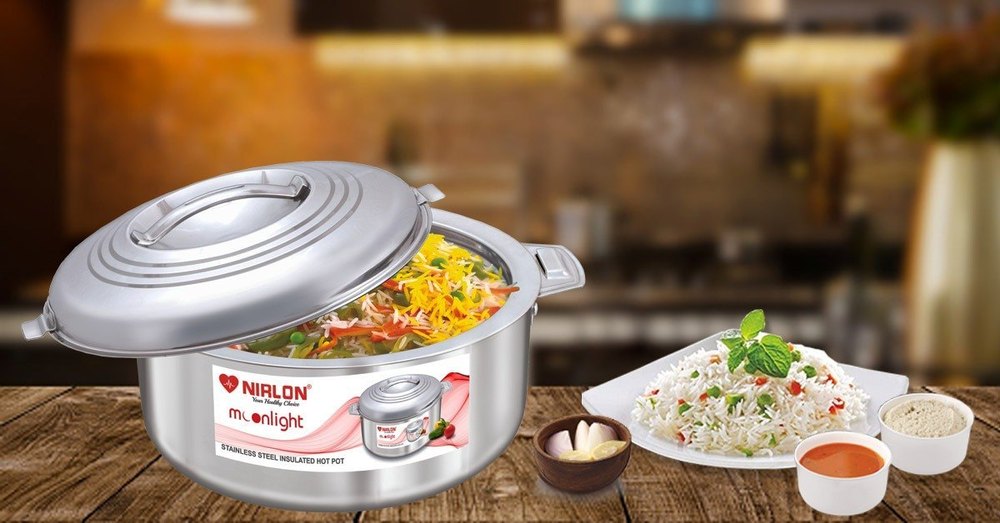 Silver Nirlon 3000 ML Stainless Steel Casserole, For Home