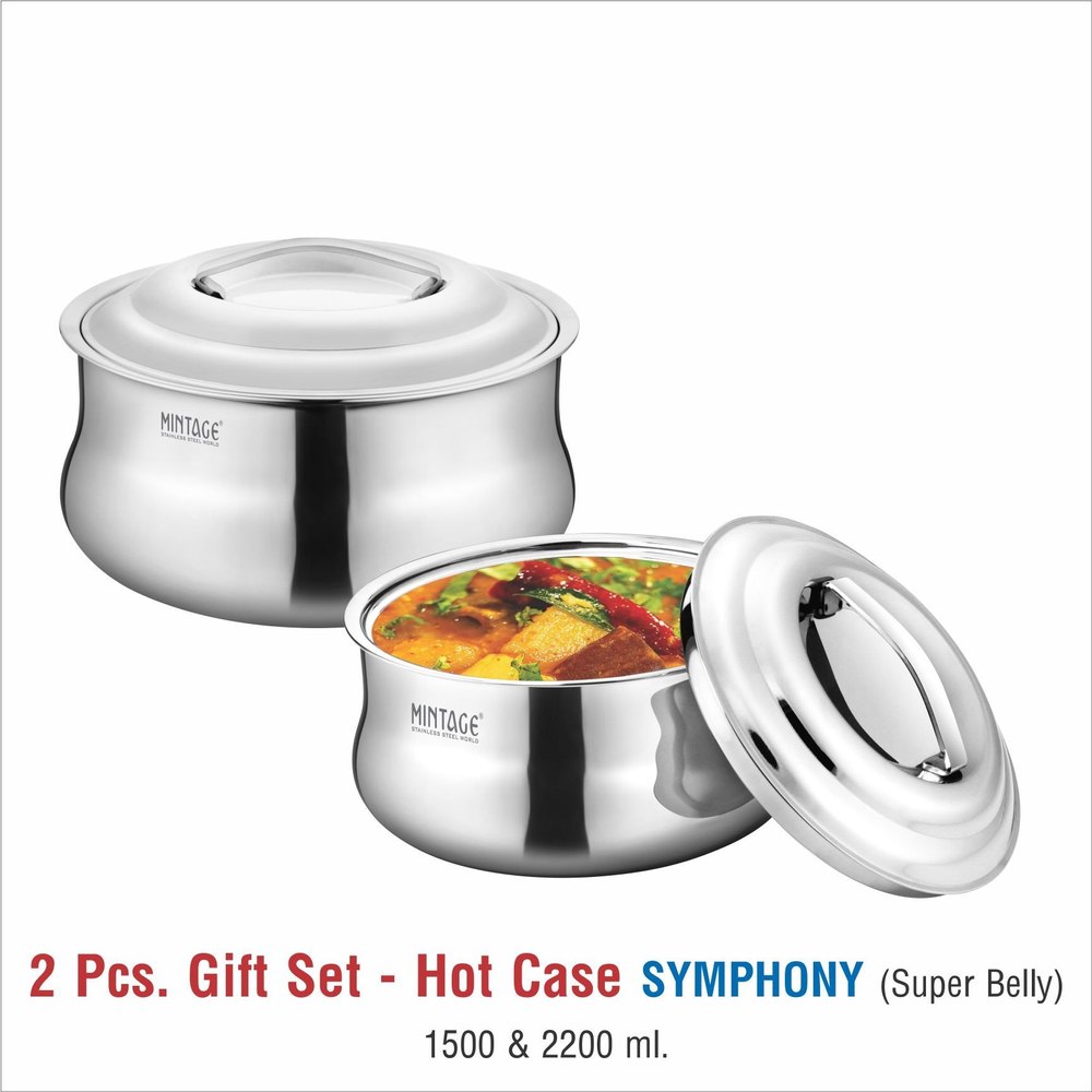 Stainless Steel Hot Case Symphony (2 Pcs Set), Capacity: 1500 ml & 2200 ml, Size: 1500ml & 2200ml