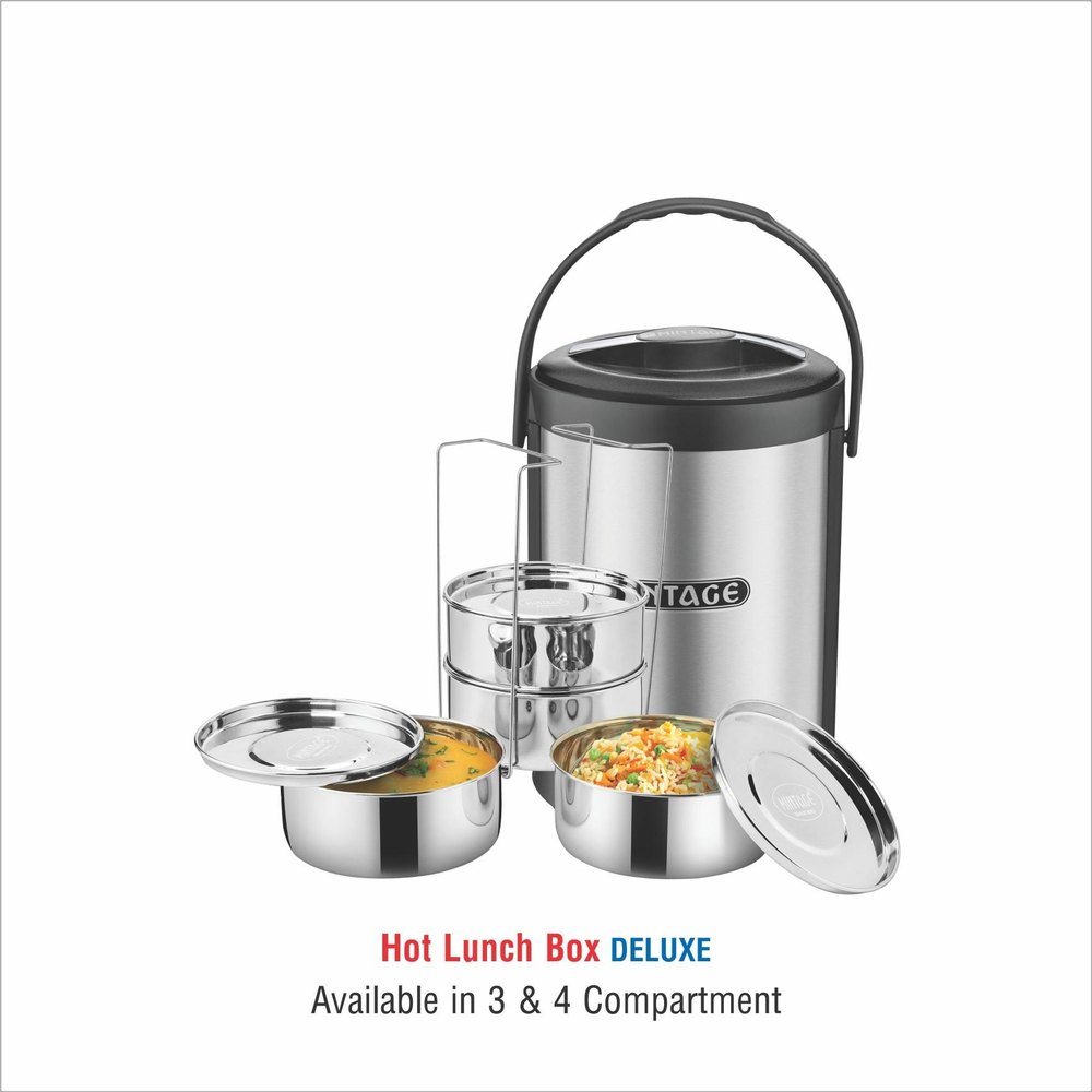 Mintage Silver Deluxe Lunch Box, 3 SS containers