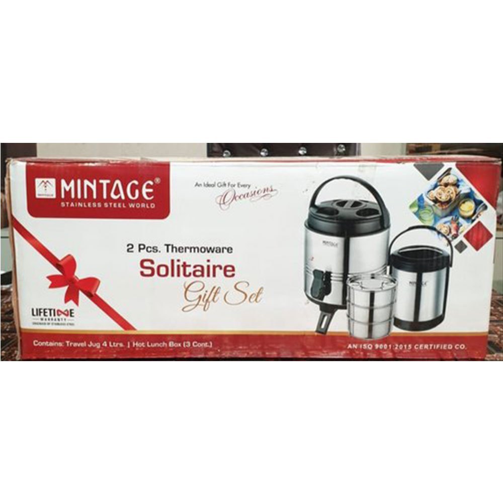 Mintage Silver 2 Pcs. Solitaire Thermoware Set