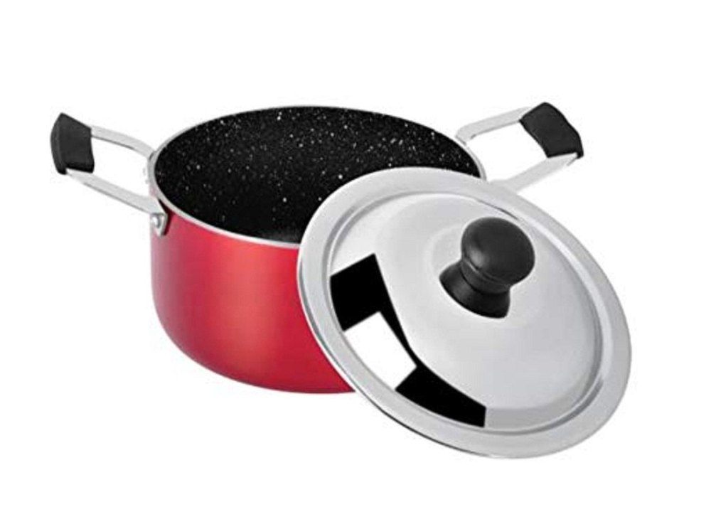 Aluminium Multicolor Bergner Juinor Chef Non-Stick Casserole with Stainless Steel Lid 13cm, Size: Medium
