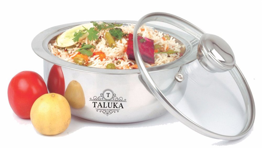 Taluka Exports Stainless Steel Insulated Casserole with Glass Lid Chapati Box, for Home