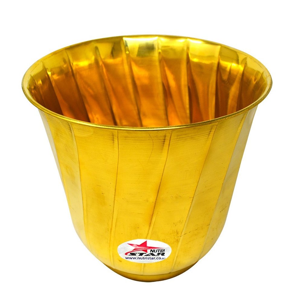 Gold Nutristar Pure Brass Planter Straight, Brass Planter For Home / Office