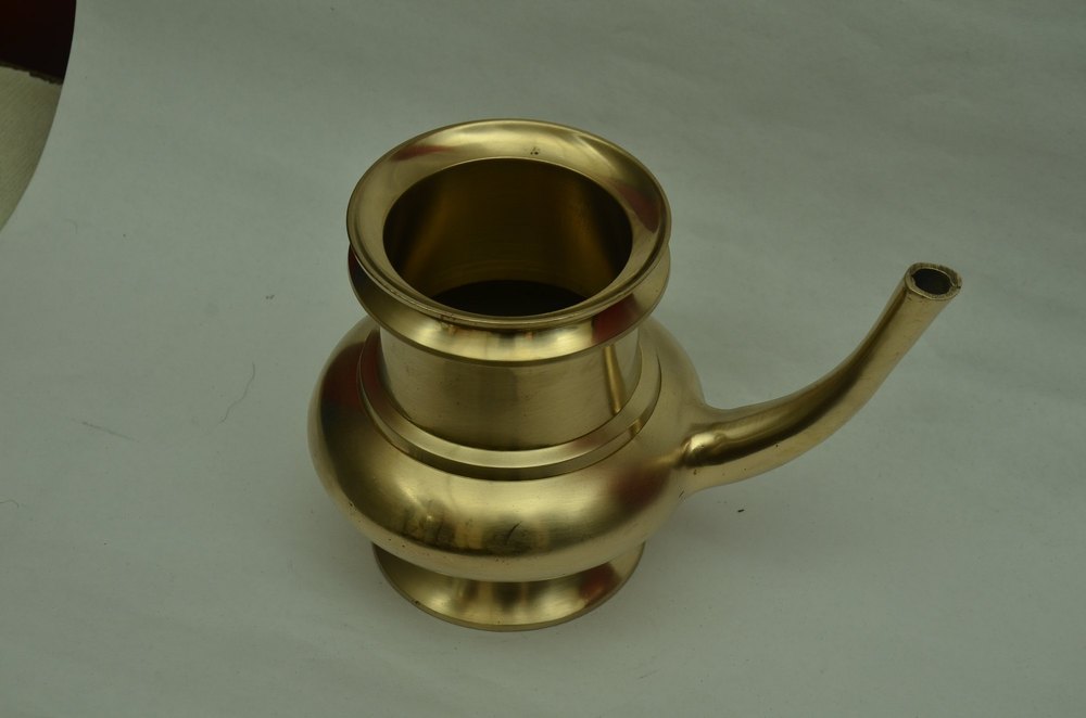 Golden Brass Metal Kindi, For Temple