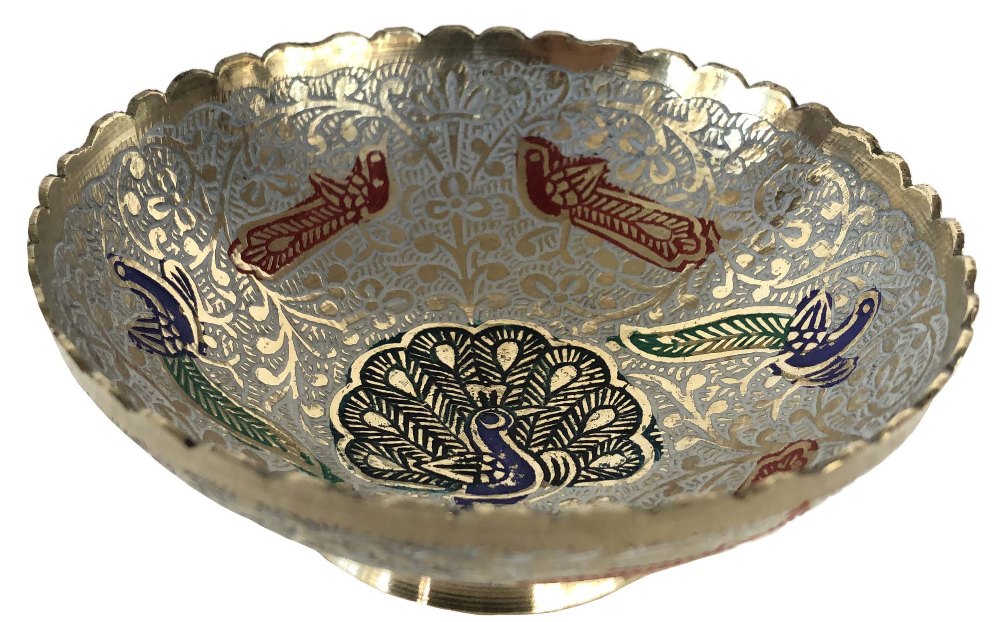 Nirmala Handicrafts Brass Bowl Antique Work Item Gift, Temple, Home Decor Item