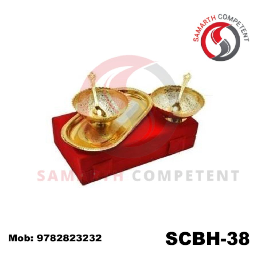 Golden Silver & Gold Plated Brass Bowl Set & Tray