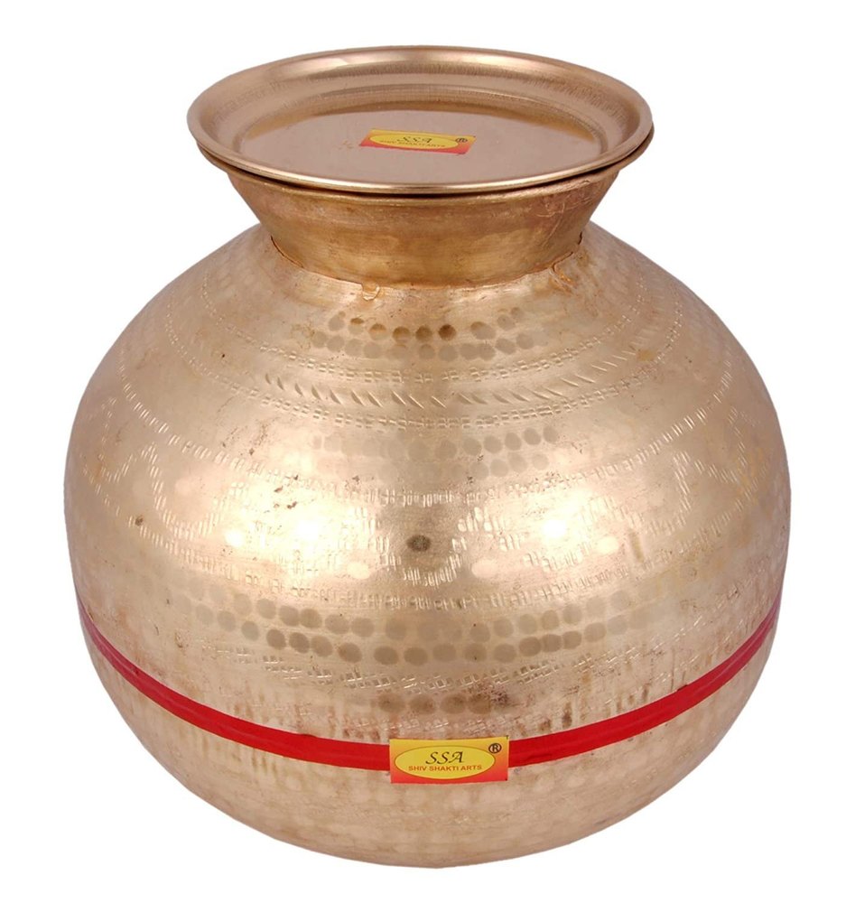 Yellow Matka Brass Water Pot With Lid