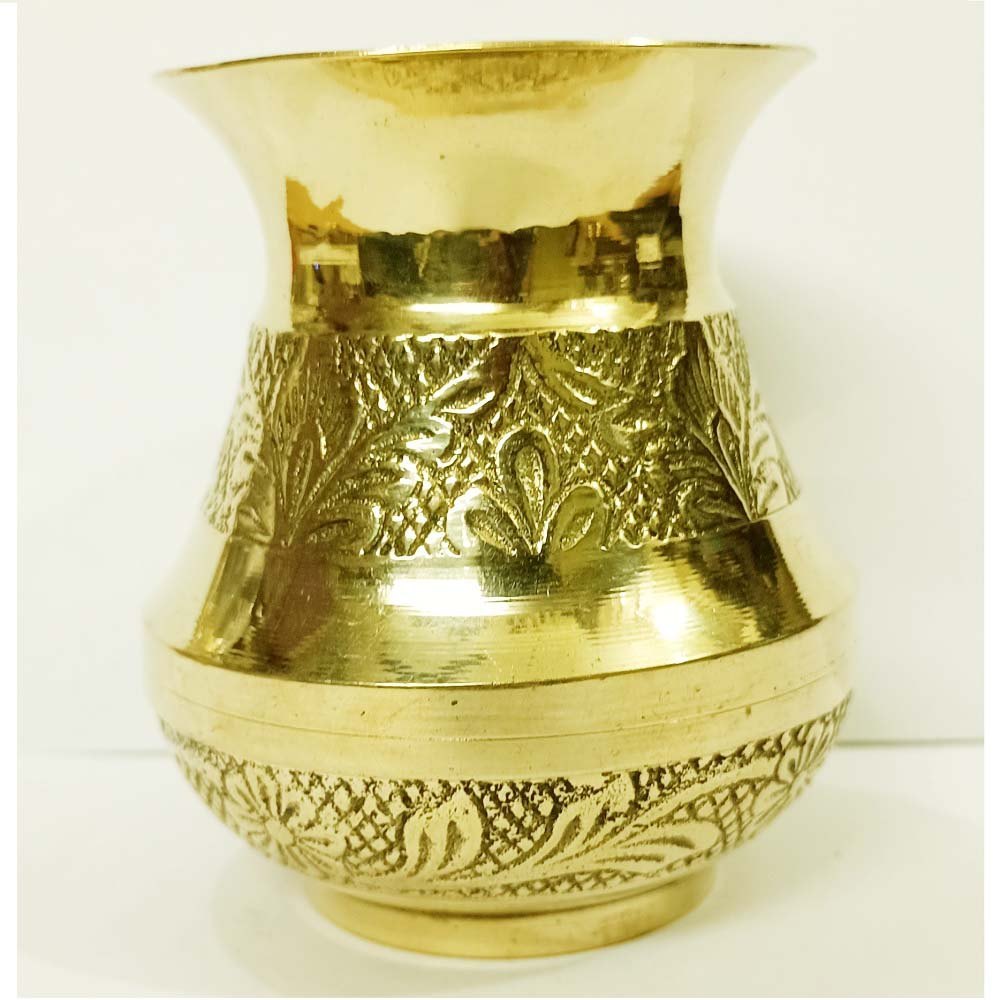 Brass Pooja Diamond Cutting Lota Kalash, For Worship