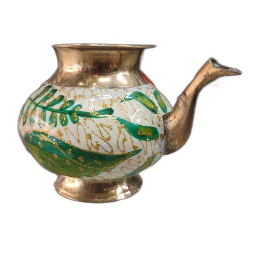 Polished Golden (Base) 3 Litre Brass Water Pot, Shape: Round, Size: 5inch