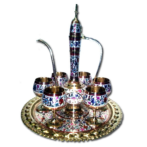 Brass Surahi Aftaba Set, Packaging Type: Box