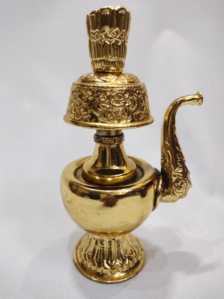 Golden Unique Brass Water Surahi, Shape: Round, Size: 15inch
