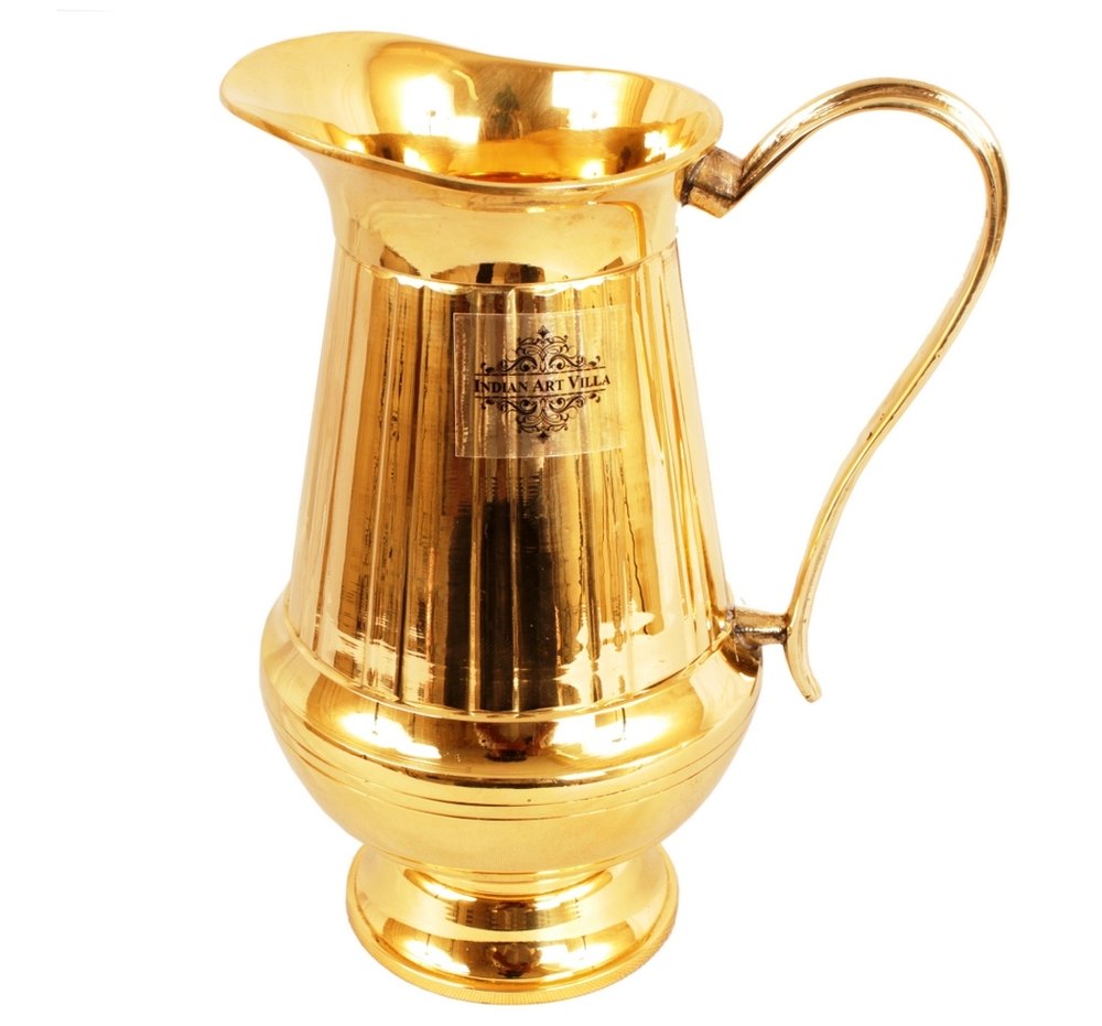 Brass Gold Vertical Lining Design Jug Pitcher -1100 ML