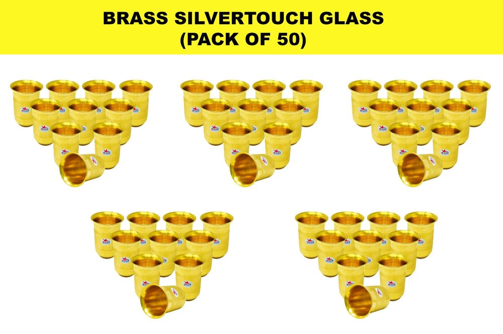 Brass Glass, Drinking Water Glass, Brass Tumbler, Pack Of 50 For Home, Shape: Cylindrical