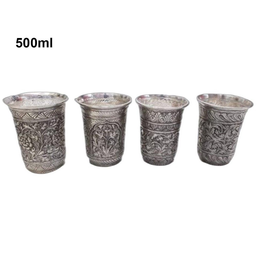 Silver Plated Brass Glass Set, For Gift, Size: 6x5 Inch