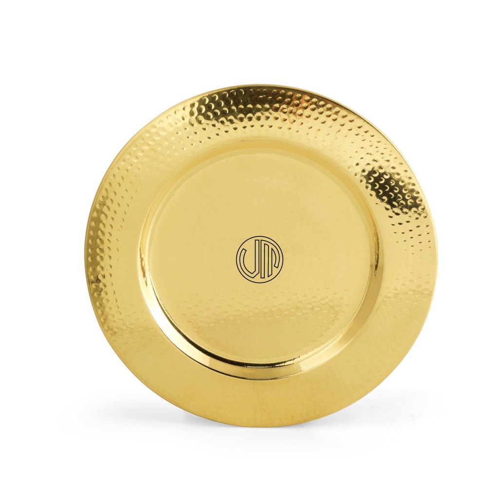 Brass Hammered Charger Plate 12, Shape: Round