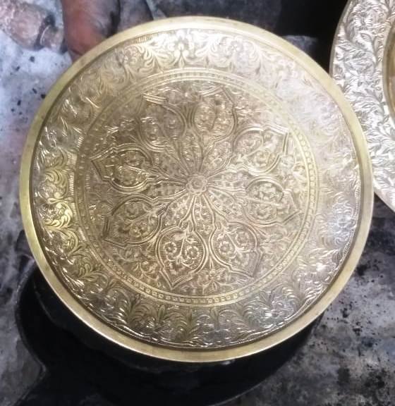 Polish Round Rabeh Handicraft Brass Antique Charger Plate 10