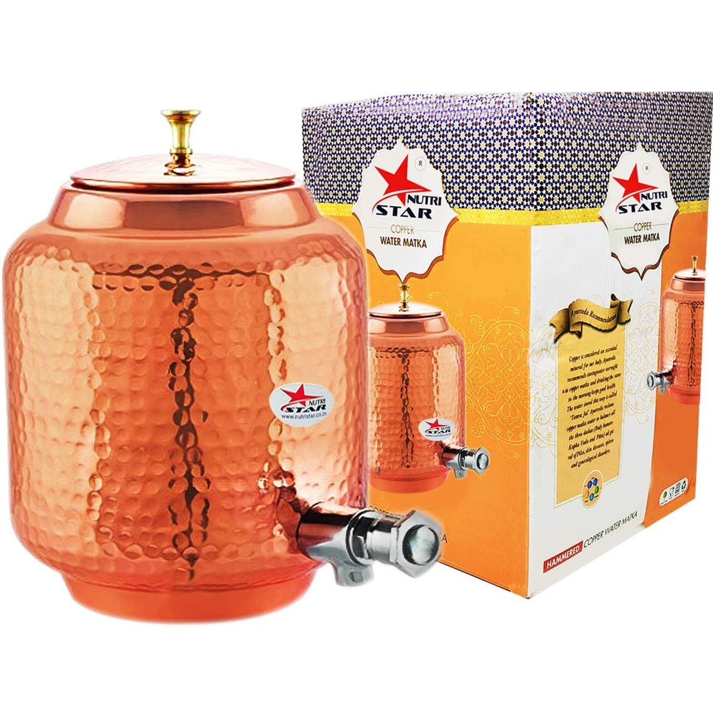 Nutristar Hammered Pure Copper Water Pot / Matka, For Home