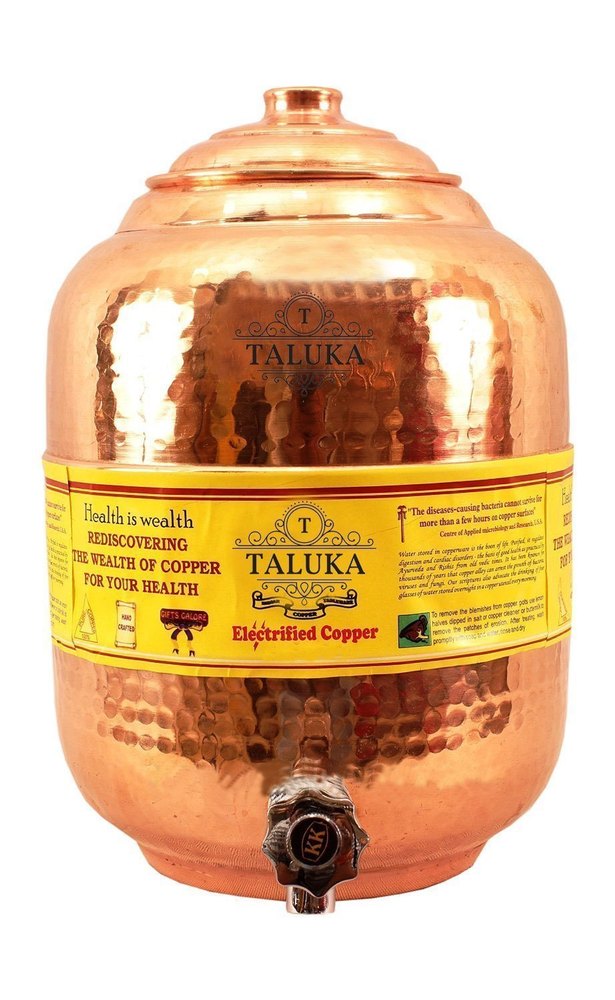 Brown Copper Hammer Water Pot, Storage Capacity: 6000 mL