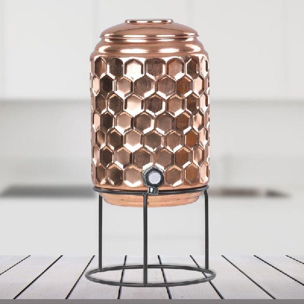 Copper Diamond Cut Water Dispenser, For Home, Capacity: 5L