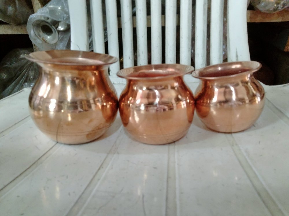 Original Round Copper Puja Lota, For Home, Capacity: 300 ml