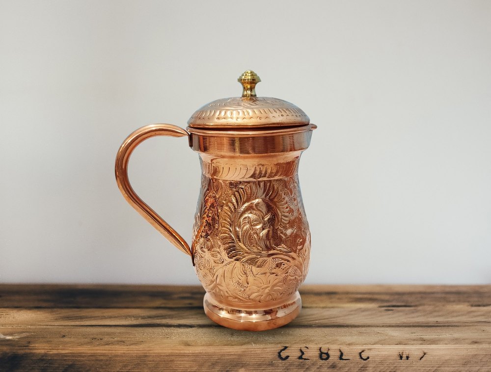 Sunrise Electroplaters Copper Pure Coppe Jug, For Home Hotel Restaurant, Capacity: 1.5 litre