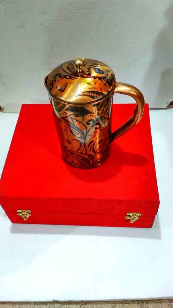 Cylindrical Printed Copper Jug For Corporate Gifts