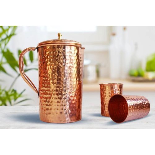 Osnica Hammered Copper Jug With Two Glass Set