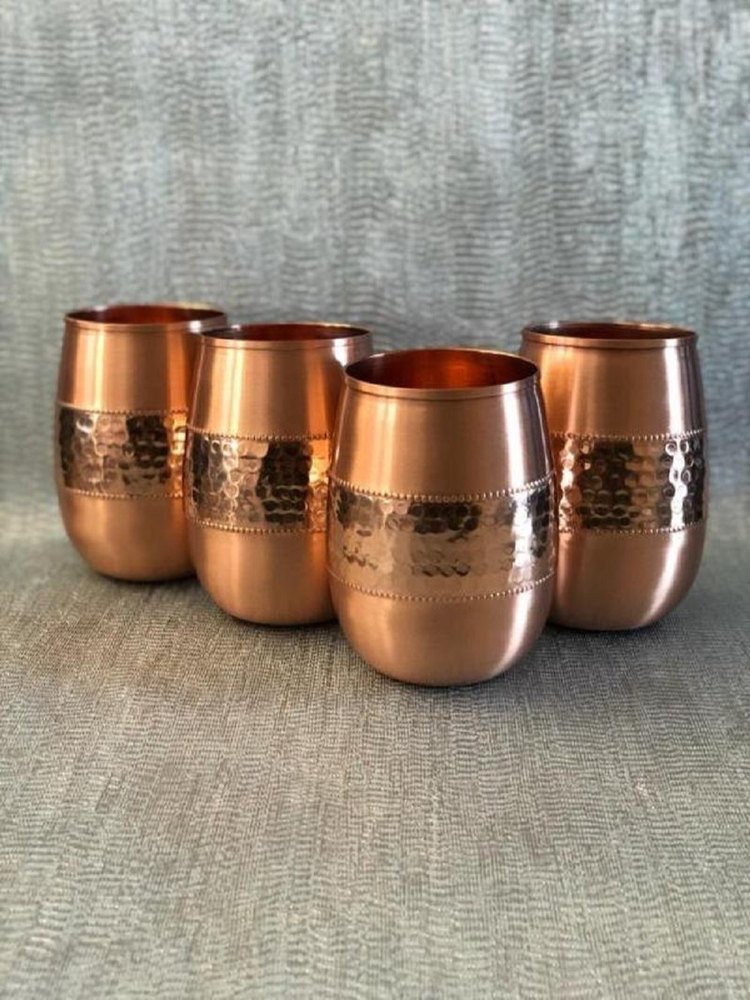 Hammered Designer Diwali Gift Set Copper Glass Gift Set of 4, For Home