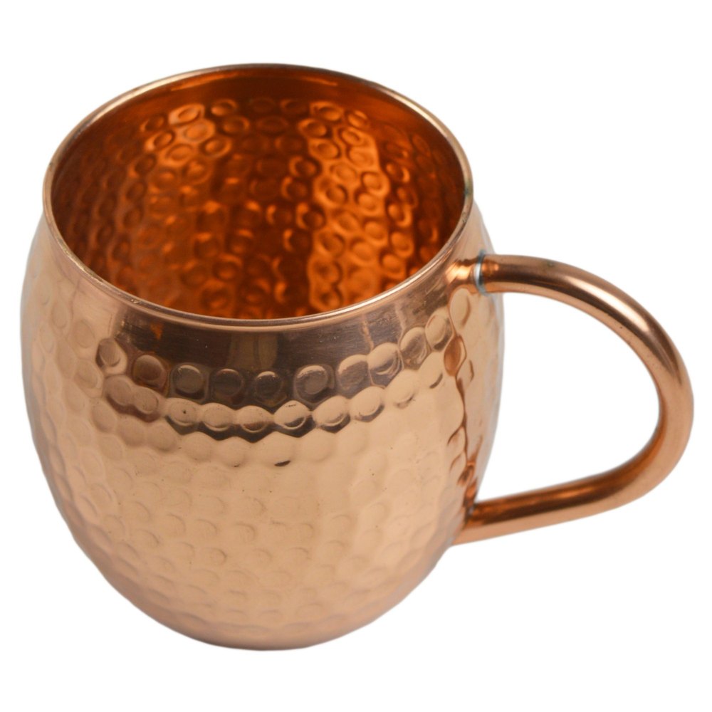 Foodsafe Barrel Hammered Design Moscow Mule Copper Mug, Size: 8.5x11.5x9.5 cm