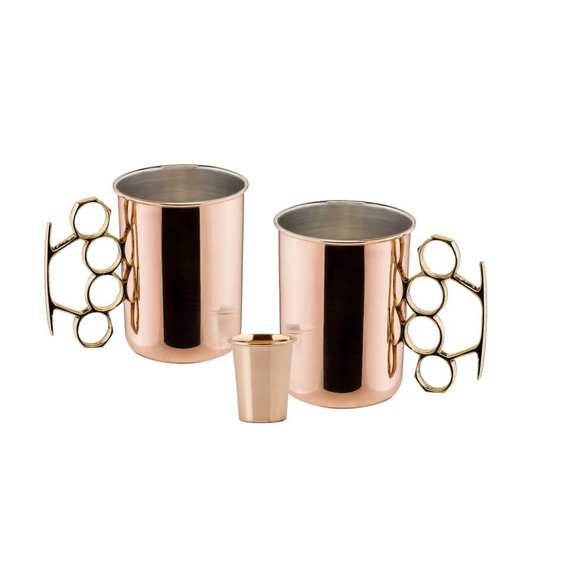 Solid Copper Knuckle Moscow Mule Mug, Size: 5 Inch