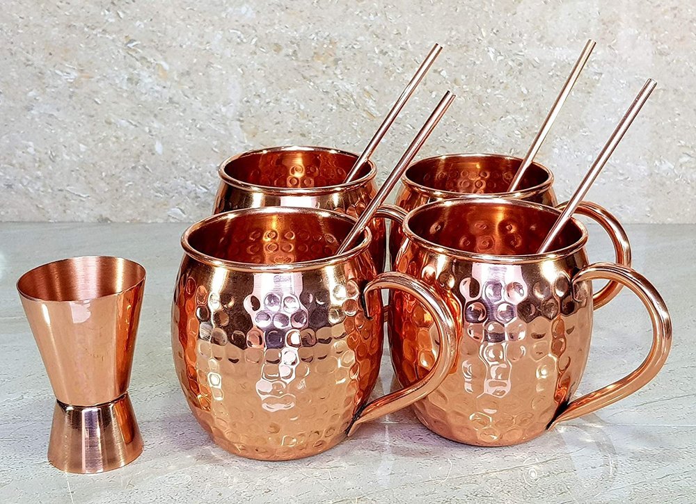 Copper Mug SET, 4, Size: 8.5 X 10 X 6.5 Cm