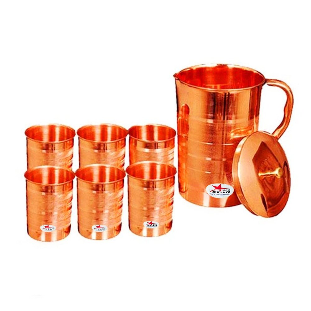 Round Unique Nutristar Set Of Copper Jug And Glasses, For Drinkware