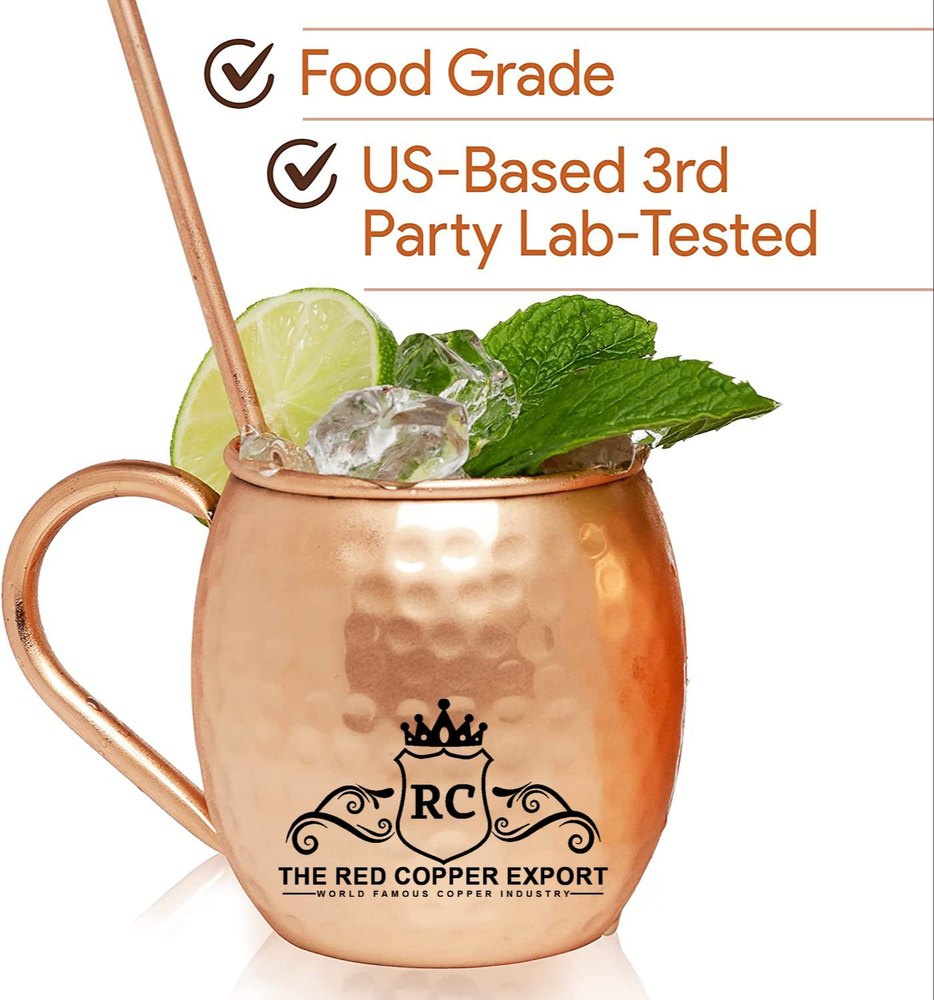 Round Hammered Copper Moscow Mule Mug, Size: 300 ml