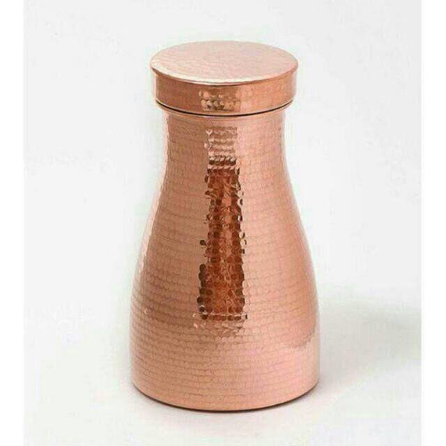 Hammered Round Copper Sugar Pot, Size: 1000 Ml, Capacity: 1000 Ltr