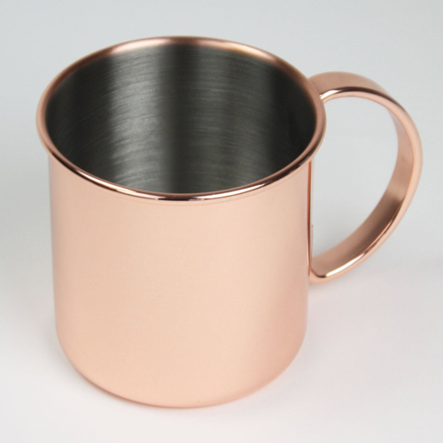 Nickel Lining Copper Mug with Flat Copper Handle, Size: 14 Oz