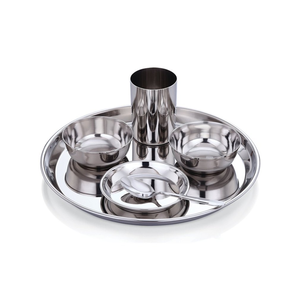 Silver Twin Birds Stainless Steel Signature 5 PCs Lunch Set, For HOME/HOTEL, Surface Finish: Matt