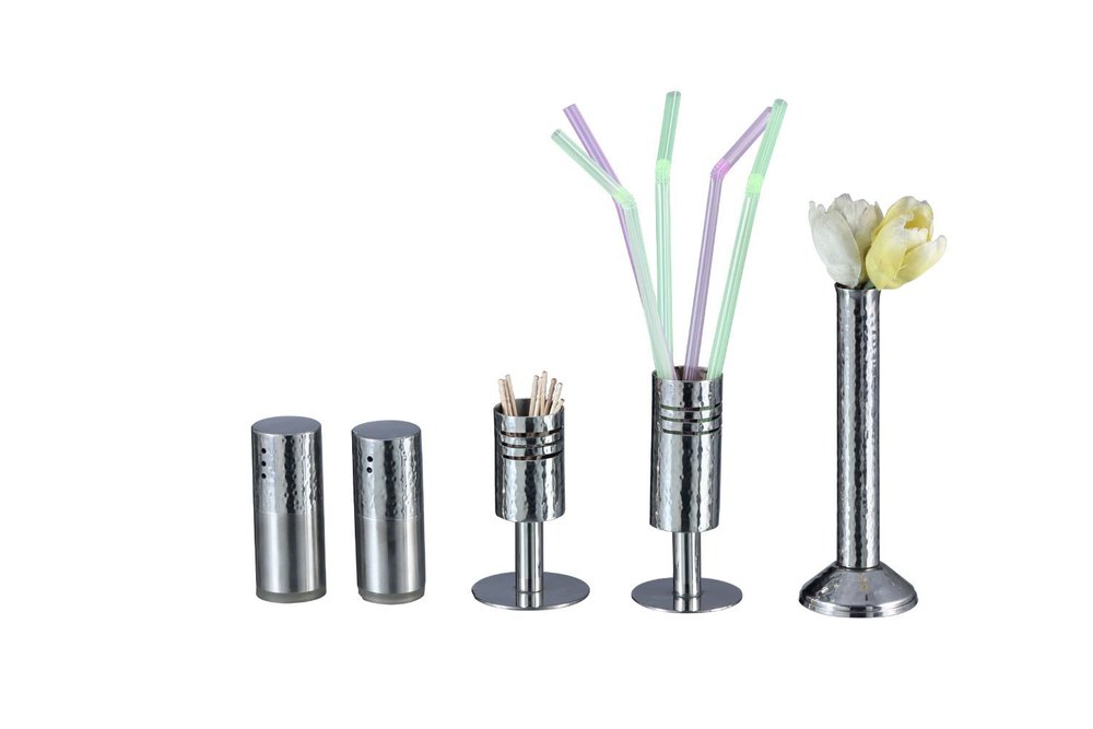 Metal Kraft Stainless Steel SS Hammered Toothpick Stand, For Hotel/Restaurant/Homes