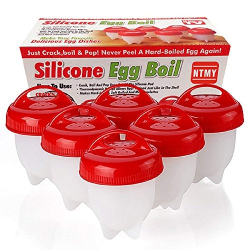 Nonstick Silicone Eggs Boiler Cookers Without Egg Shell-Single Hole 6 Egg Cups