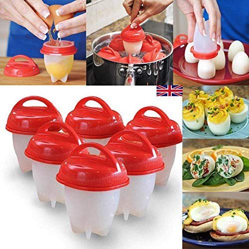 6pcs Set of Egglettes Maker Mold, Silicon Egg Boil Cup Hard Boiled Egg Cooker Without Egg Shell