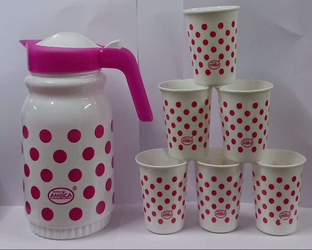 Plastic Polka Water Jug Set, Size: 2 Litre