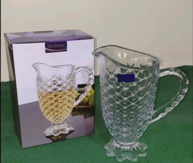 1.8 Ltr Transparent Pineapple style glass jug, Capacity: 2 Ltr, Size: 10 Inch