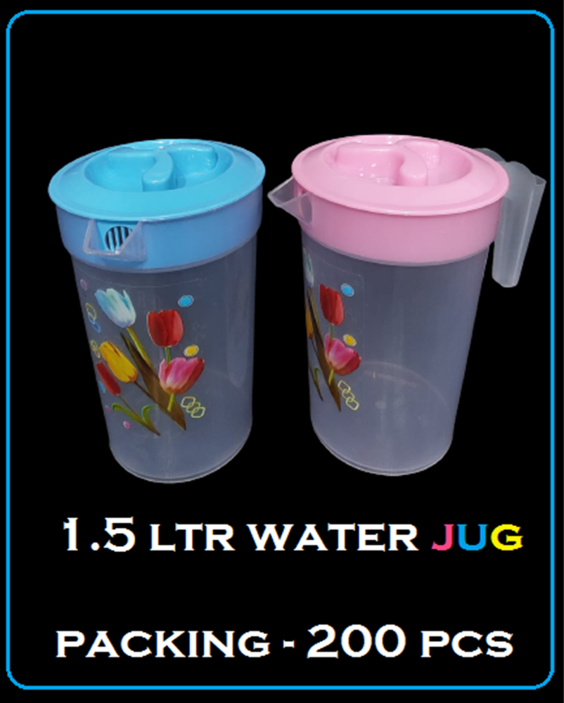 Round Printed Plastic Water Jug, Size: 1.5 Ltr
