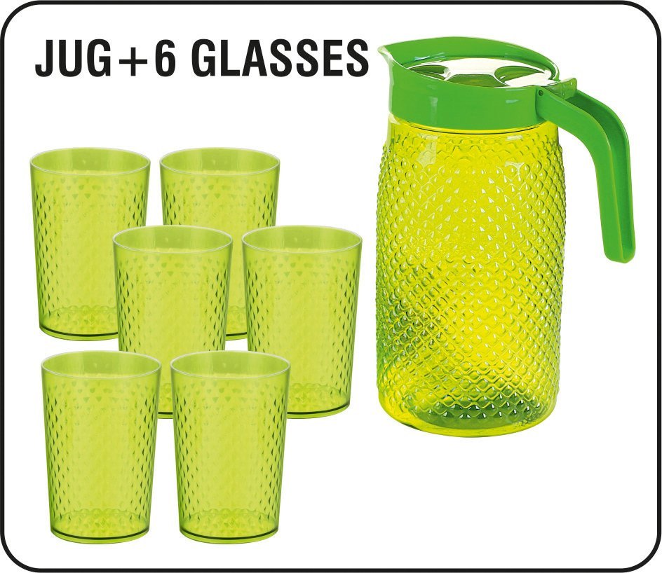 Aerial Kitchenware Plastic Arabic Jug With Glass, Round, Capacity: 3 Liter