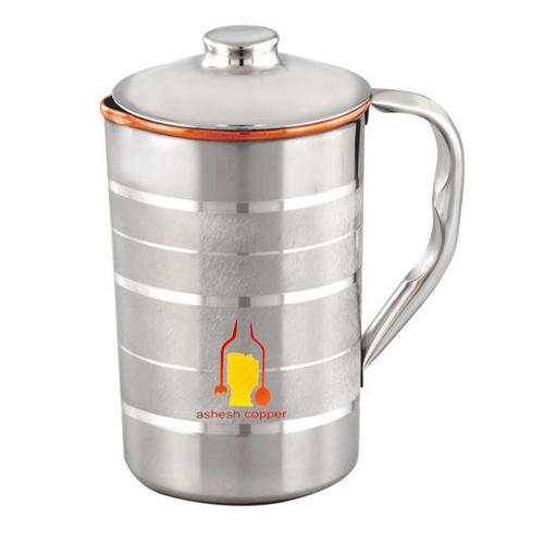 Plain Silver Coated Copper Jug, For Home