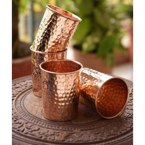 Round 4 Hammered Copper Glass Set, Capacity: 350 Ml